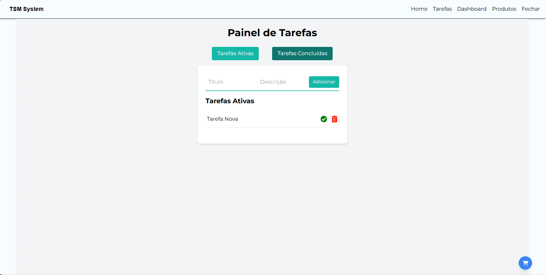 Painel de tarefas do Thrift Store Manager com atividades ativas e concluídas